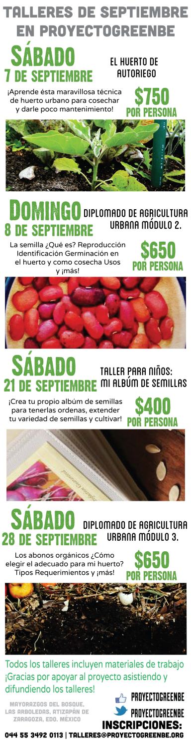 Talleres de septiembre huerto de autoriego, abonos organicos, album de semillas, germinados Talleres de huertos septiembre 2013
